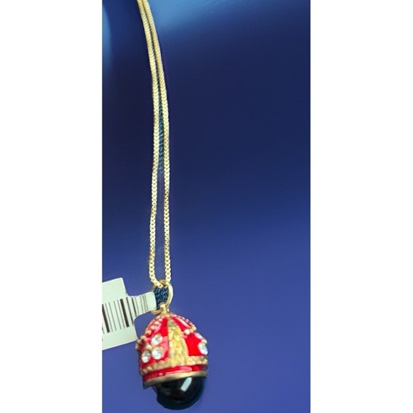 Fabergé Jewelry - Italian 925 Sterling Russian-style Egg Pendant Necklace Red Enamel CZ Italy